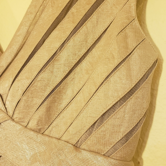 Adrianna Papell Champagne Ruffled Dress sz 4P - Picture 4 of 8